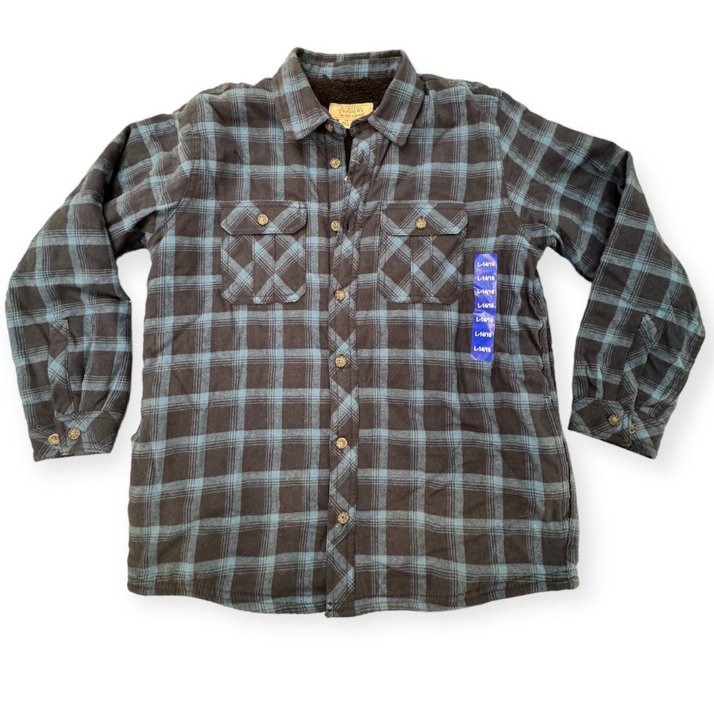 Boston Traders Boys' Plaid Flannel Jacket Shirt with Fleece Lining